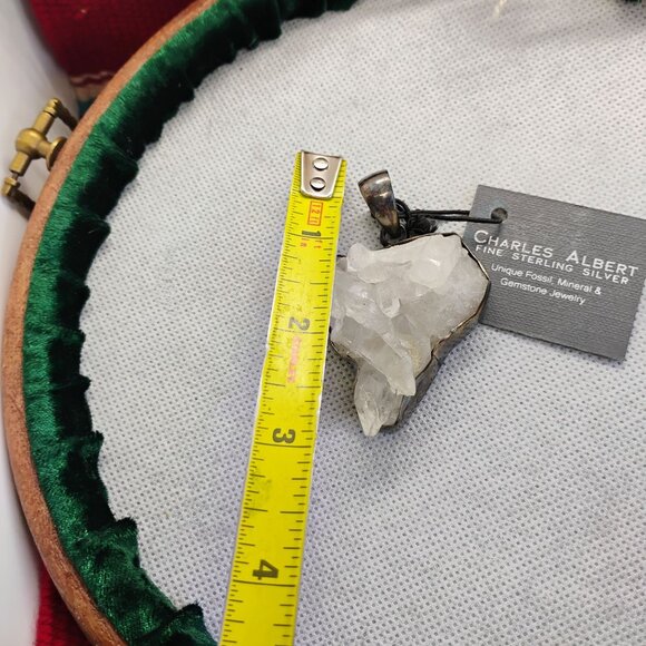 OOAK Charles Albert Sterling Silver Raw Quartz Crystal Cluster Pendant - Picture 7 of 11